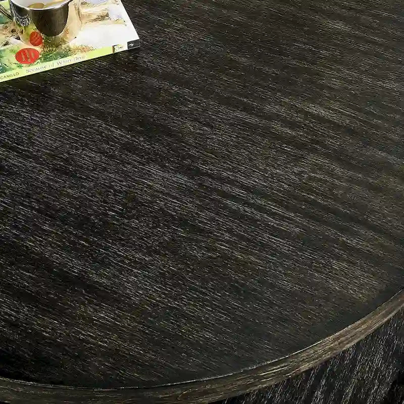 2-Tier Round Wood and Metal Coffee Table with Storage Shelf