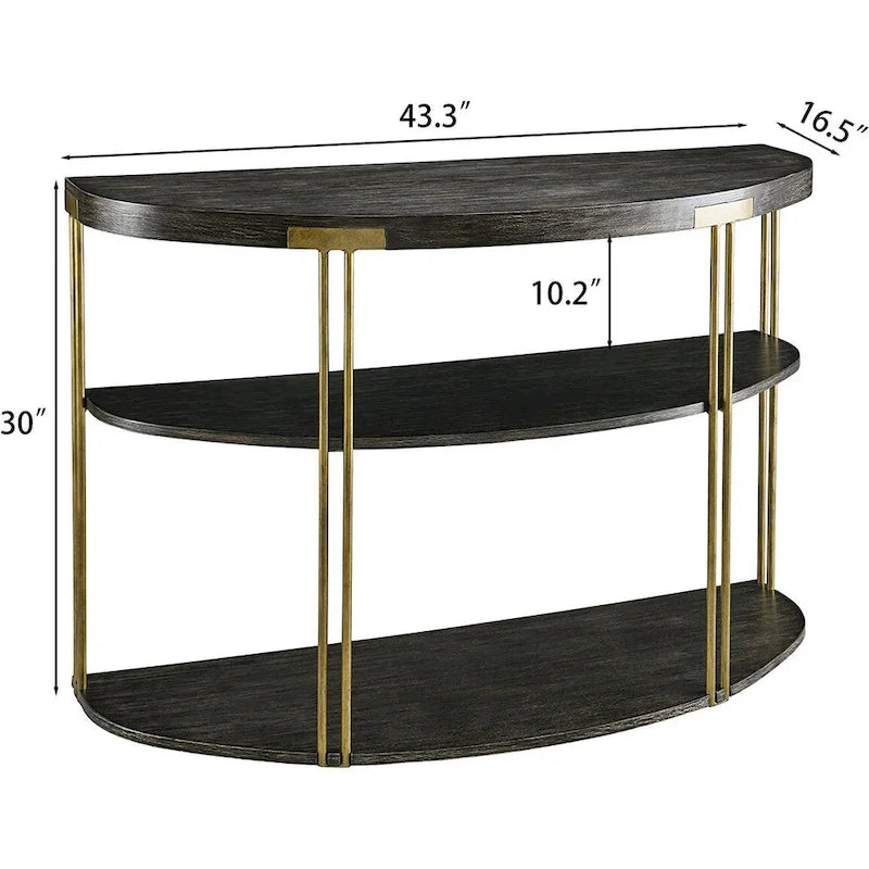 2-Tier Round Wood and Metal Coffee Table with Storage Shelf