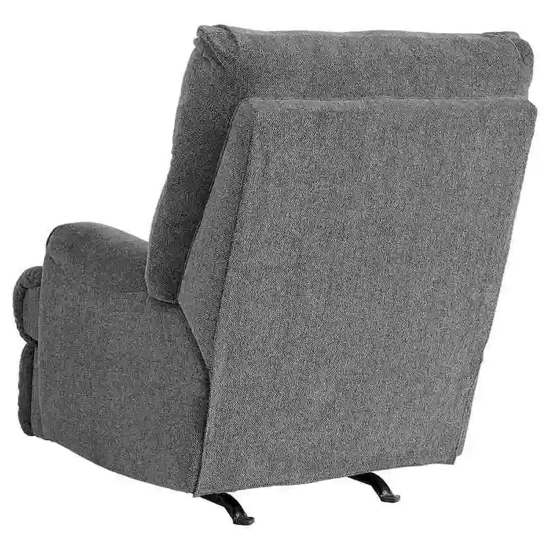Manual Rocker Recliner Chair with Pull Lever & Channel Tufting in Gray Fabric