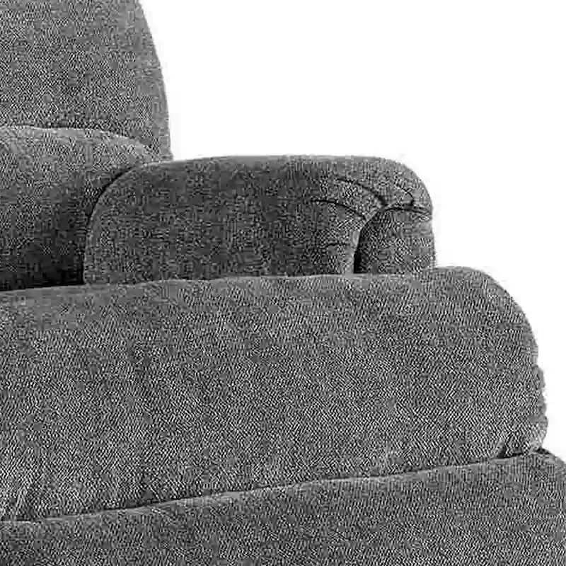 Manual Rocker Recliner Chair with Pull Lever & Channel Tufting in Gray Fabric