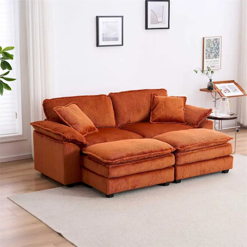 2-Sitzer-Sofa aus Cord mit tiefen Sitzpolstern und modularem Design