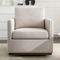 Moderner Mid-Century-Sessel mit 360°-Drehfunktion und Leinenbezug