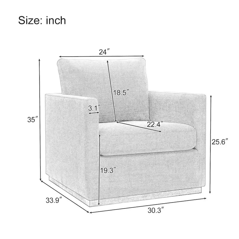Moderner Mid-Century-Sessel mit 360°-Drehfunktion und Leinenbezug