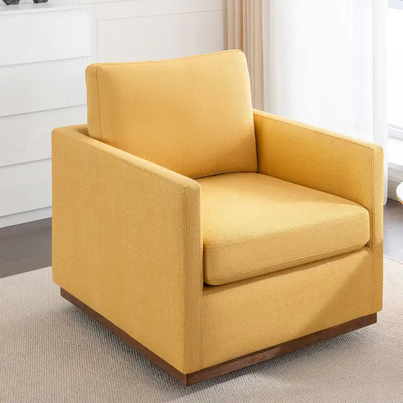 Poltrona decorativa girevole a 360° in stile moderno di metà secolo, in tessuto di lino