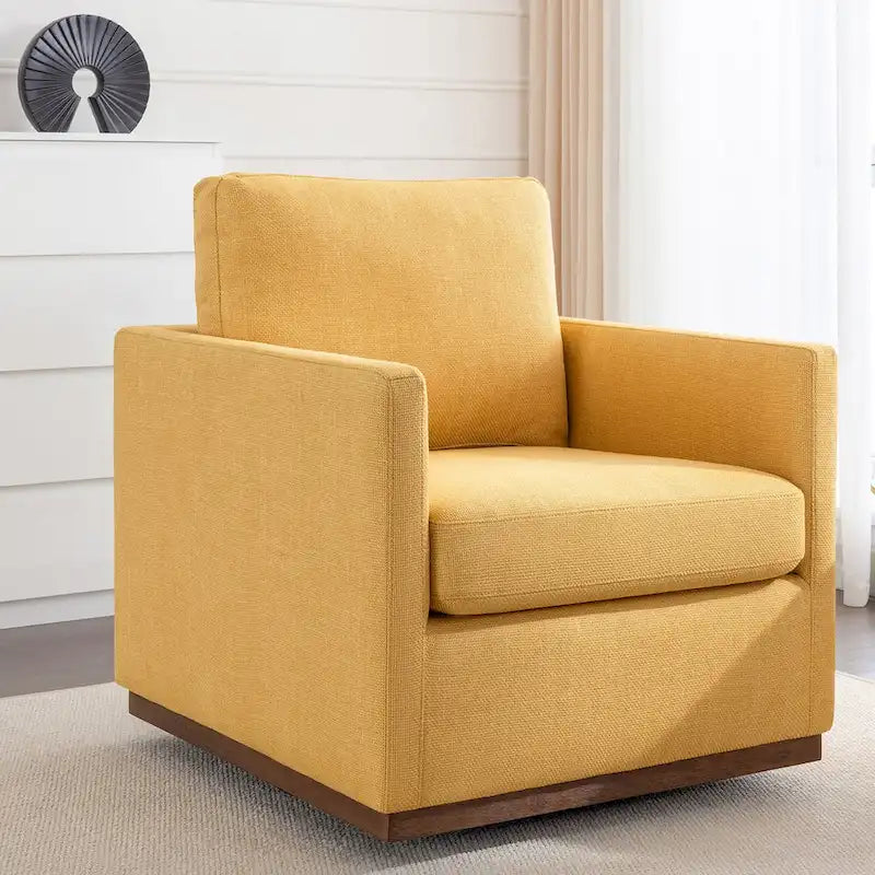 Moderner Mid-Century-Sessel mit 360°-Drehfunktion und Leinenbezug