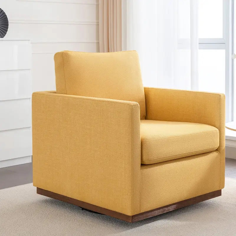 Moderner Mid-Century-Sessel mit 360°-Drehfunktion und Leinenbezug