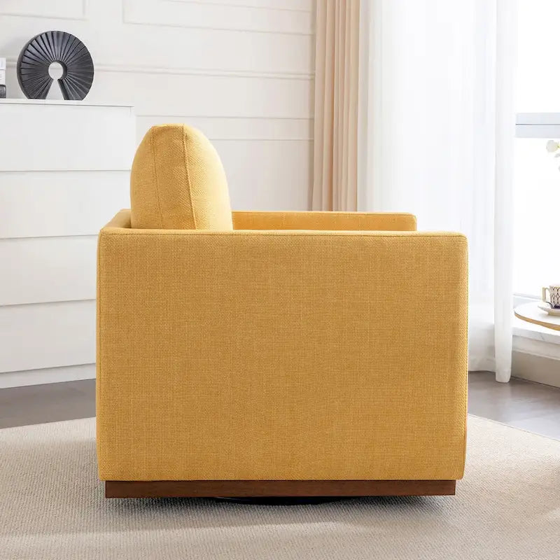 Moderner Mid-Century-Sessel mit 360°-Drehfunktion und Leinenbezug