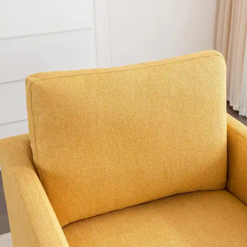 Moderner Mid-Century-Sessel mit 360°-Drehfunktion und Leinenbezug