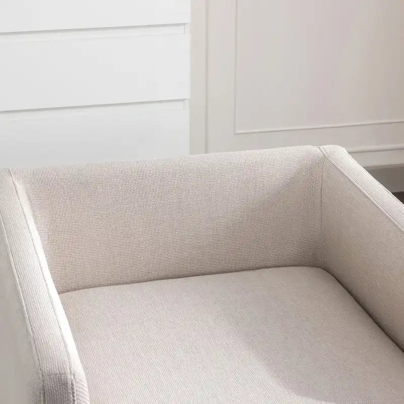 Moderner Mid-Century-Sessel mit 360°-Drehfunktion und Leinenbezug