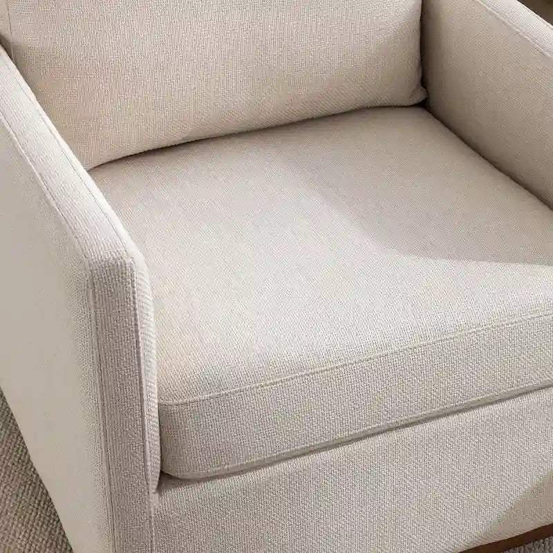 Moderner Mid-Century-Sessel mit 360°-Drehfunktion und Leinenbezug