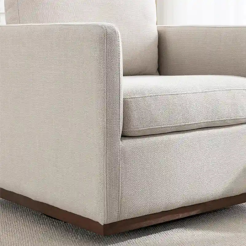 Moderner Mid-Century-Sessel mit 360°-Drehfunktion und Leinenbezug