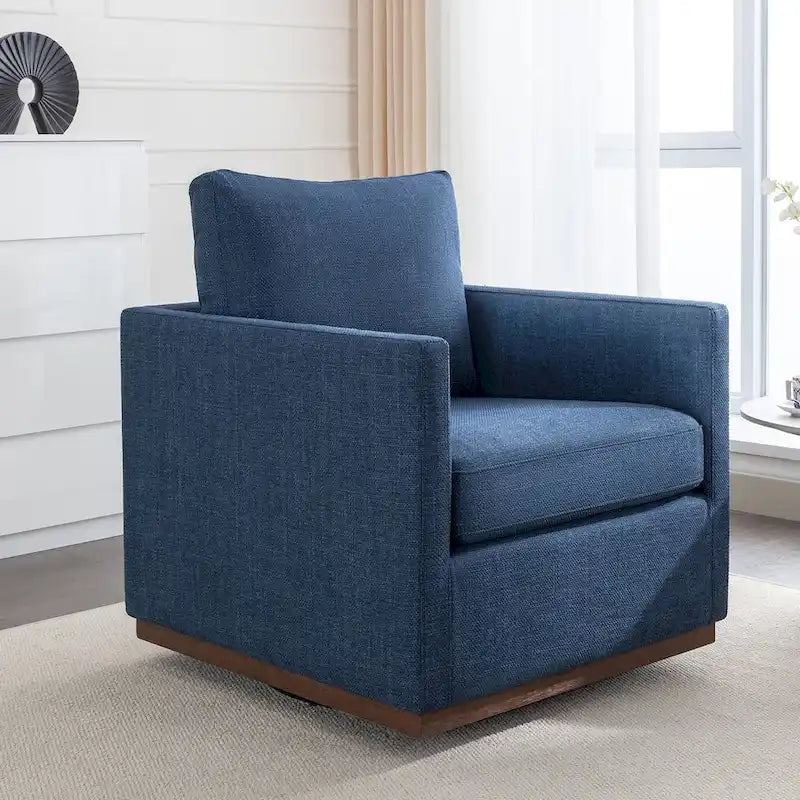 Moderner Mid-Century-Sessel mit 360°-Drehfunktion und Leinenbezug