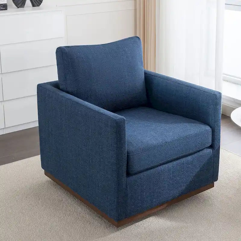 Moderner Mid-Century-Sessel mit 360°-Drehfunktion und Leinenbezug
