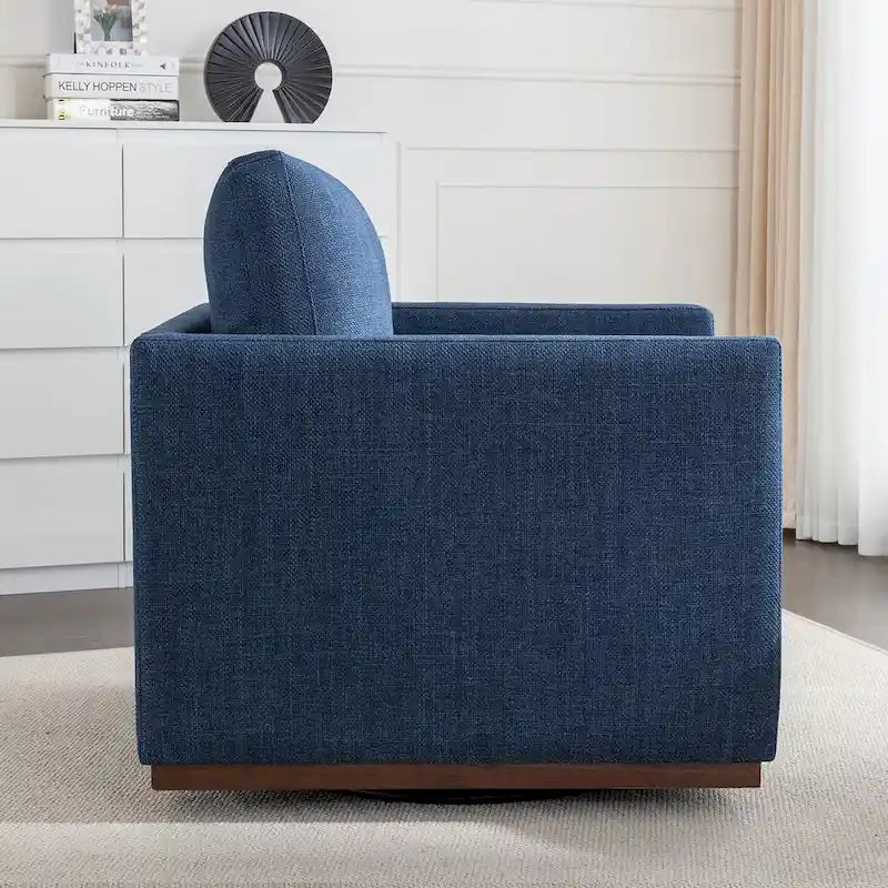 Moderner Mid-Century-Sessel mit 360°-Drehfunktion und Leinenbezug
