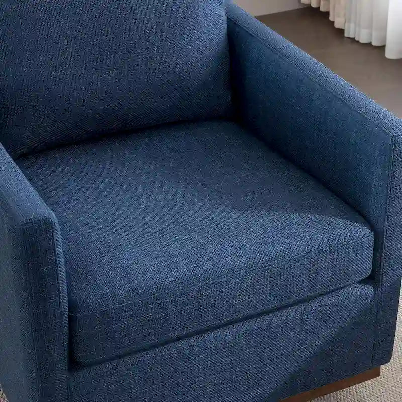 Moderner Mid-Century-Sessel mit 360°-Drehfunktion und Leinenbezug