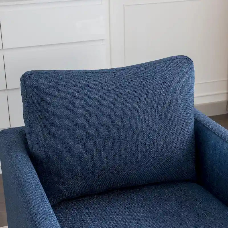Moderner Mid-Century-Sessel mit 360°-Drehfunktion und Leinenbezug