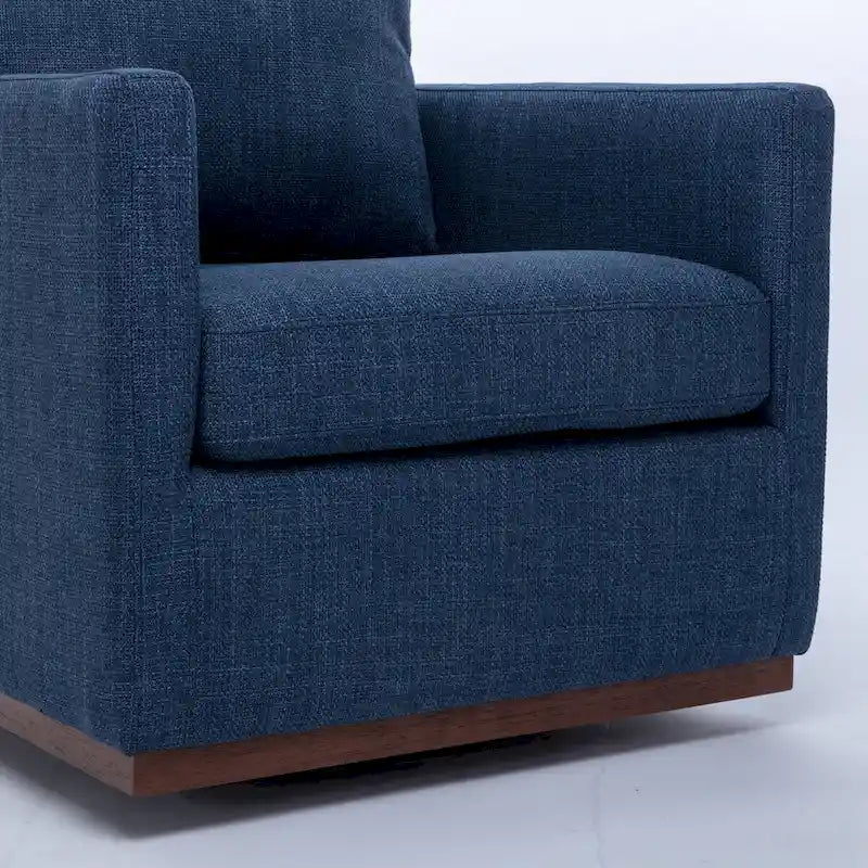 Moderner Mid-Century-Sessel mit 360°-Drehfunktion und Leinenbezug