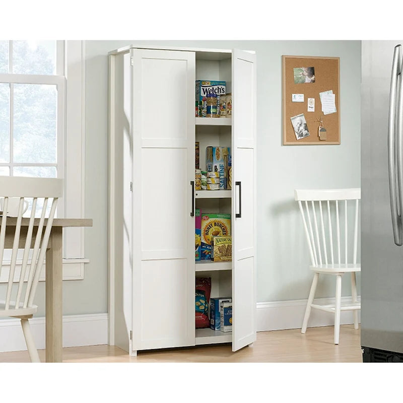 Freestanding Storage Cabinet with Framed Panel Doors & 4 Shelves