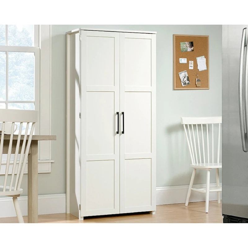 Freestanding Storage Cabinet with Framed Panel Doors & 4 Shelves