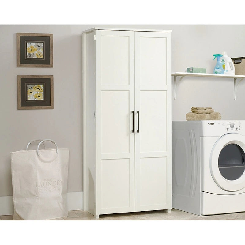 Freestanding Storage Cabinet with Framed Panel Doors & 4 Shelves