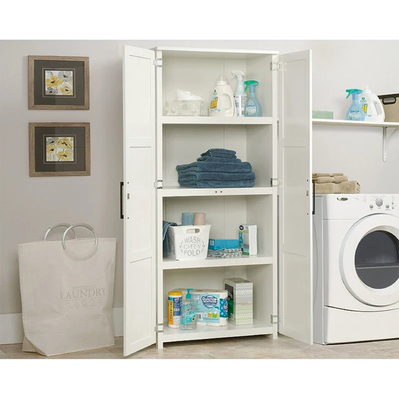 Freestanding Storage Cabinet with Framed Panel Doors & 4 Shelves