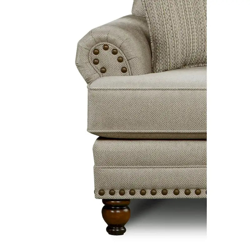 Oversized Accent Armchair with Nailhead Trim & Sculpted Wood Legs