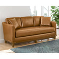 Dreisitzer-Sofa mit gepolsterten Schienenarmlehnen und Holzuntergestell