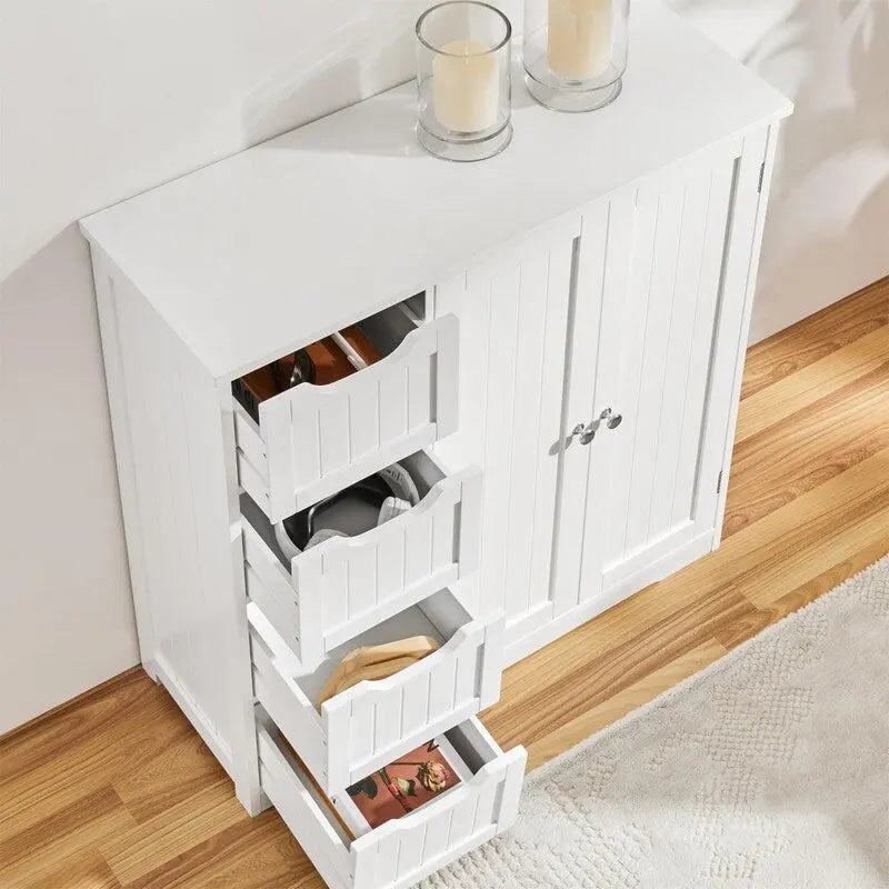 Mobiletto da bagno indipendente in legno con cassetti