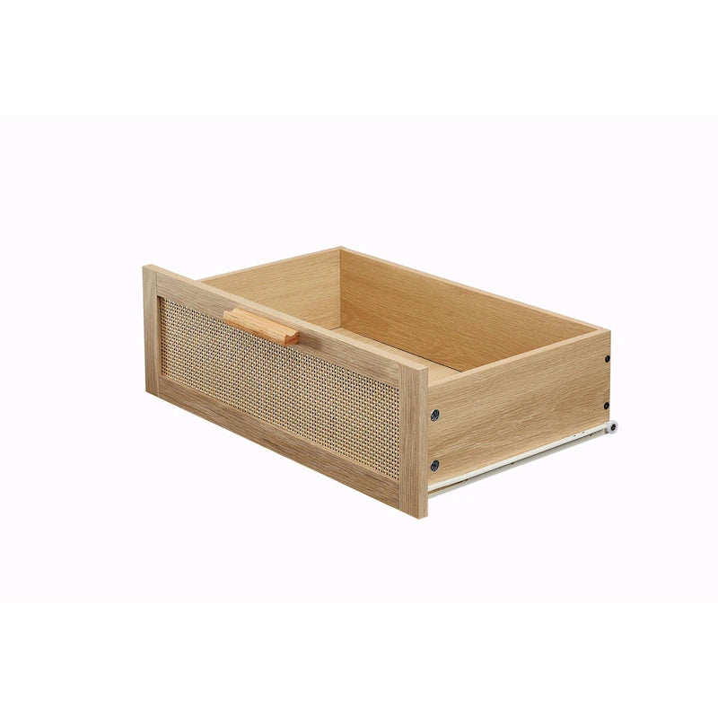 Cassettiera con frontale in rattan naturale e cassetti multipli per camera da letto e soggiorno