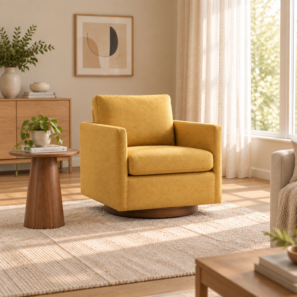 Mid-Century Swivel Chair - Wider View
